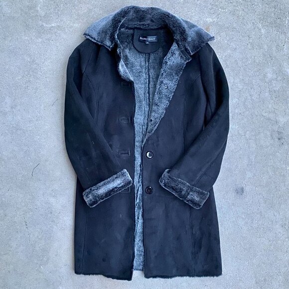 Ellen Tracy Fur Trimmed Black Jacket - Picture 14 of 16